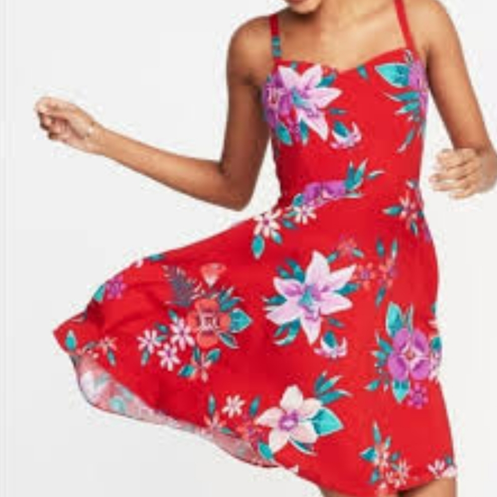 Old Navy Red Floral Summer Dress